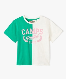 GEMO Tee-shirt fille bicolore à manches courtes - Camps United vert standard