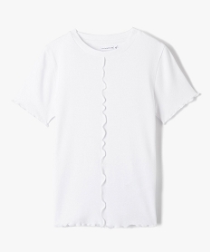 GEMO Tee-shirt fille à manches courtes et finitions froncées - LuluCastagnette blanc standard