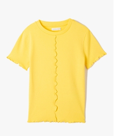 GEMO Tee-shirt fille à manches courtes et finitions froncées - LuluCastagnette jaune standard