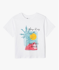 GEMO Tee-shirt fille à motifs  Sunset  coupe ample blanc standard