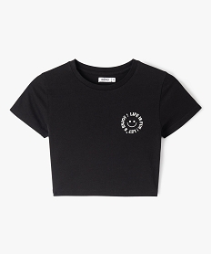 GEMO Tee-shirt fille coupe courte avec inscription noir standard