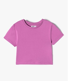 GEMO Tee-shirt fille coupe courte avec inscription violet standard