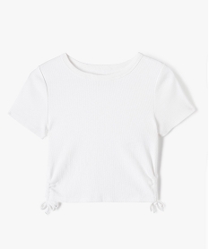 GEMO Tee-shirt fille à manches courtes avec liens sur les côtés Blanc