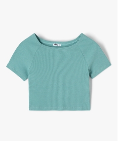 GEMO Tee-shirt fille court à col bardot vert emeraude