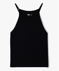 GEMO Débardeur fille côtelé à fines bretelles façon crop top noir standard