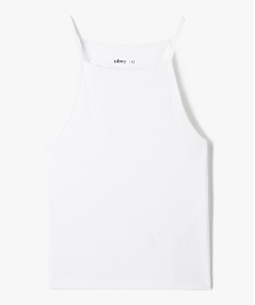 GEMO Débardeur fille côtelé à fines bretelles façon crop top blanc standard
