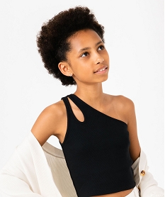 GEMO Débardeur fille coupe courte et asymétrique noir standard