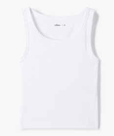 GEMO Débardeur en maille côtelée coupe courte fille blanc standard