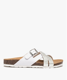 GEMO Mules femme à semelle liège et brides croisées blanc standard