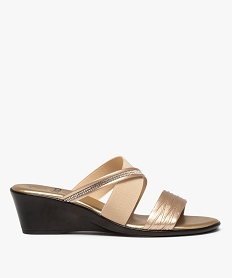 GEMO Sandale femme confort multi-brides forme mule dore
