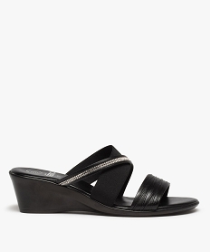 GEMO Sandale femme confort multi-brides forme mule noir standard