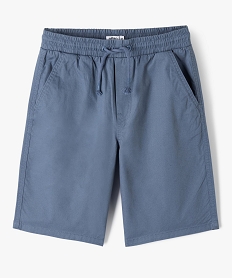 GEMO Bermuda garçon en coton avec ceinture élastique bleu standard