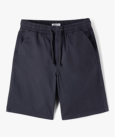 GEMO Bermuda garçon en coton avec ceinture élastique gris standard