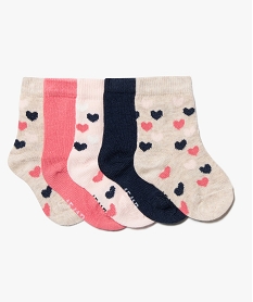 GEMO Chaussettes bébé fille modèles variés (lot de 5) beige chine