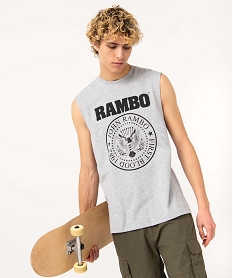 GEMO Tee-shirt homme sans manches imprimé - Rambo Gris