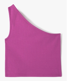 GEMO Débardeur fille asymétrique en maille côtelée violet standard