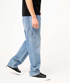 GEMO Jean homme style charpentier en denim délavé Bleu