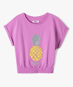 GEMO Tee-shirt fille à manches courtes avec motif en sequins brodés violet standard