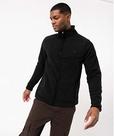 GEMO Sweat homme zippé en maille polaire à col doublé noir standard