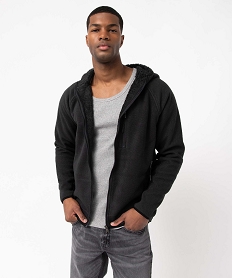 GEMO Veste polaire homme zippée à capuche et doublure chaude noir standard