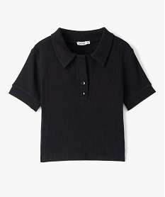 GEMO Polo fille à manches courtes avec col chemise Noir