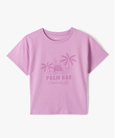 GEMO Tee-shirt fille à manches courtes coupe ample Violet
