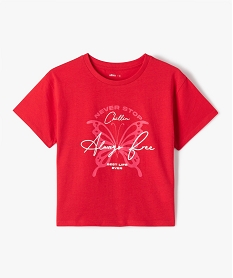 GEMO Tee-shirt fille à manches courtes coupe ample rouge standard