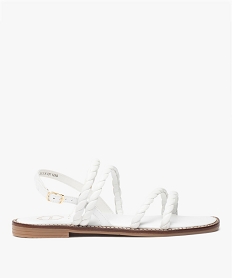 GEMO Sandales femme plates unies en cuir et à brides tressées - Taneo blanc standard