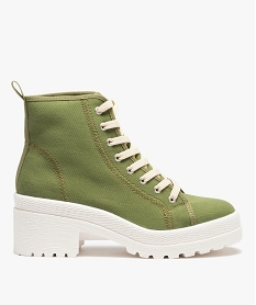 GEMO Tennis femme mid-cut en toile unie à talon et semelle crantée kaki standard