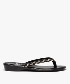 GEMO Tongs femme avec brides à strass bicolores noir standard