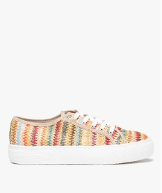 GEMO Baskets femme multicolores en toile et à talon compensé Multicolore