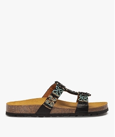 GEMO Mules femme avec brides ornées de perles de rocaille noir standard