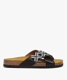 GEMO Mules femme avec brides croisées et perles de rocaille noir standard