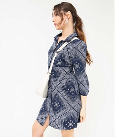 GEMO Robe femme imprimée à manches longues et col chemise imprime bandana