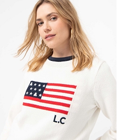 GEMO Pull femme imprimé drapeau américain - LuluCastagnette Beige