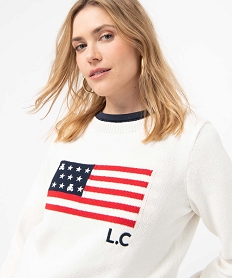 pull femme imprime drapeau americain - lulucastagnette beigeI876601_1