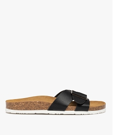 GEMO Mules femme plates à semelle liège et bride à boucle noir standard
