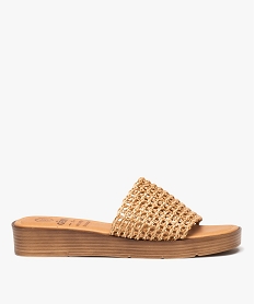 GEMO Mules femme à talon plat avec bandeau tressé irisé marron standard