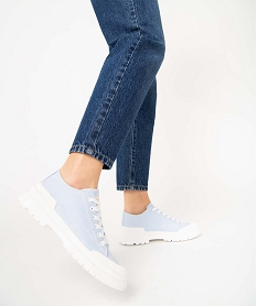GEMO Baskets femme crantées en toile unie – Banana Moon bleu standard