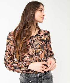 blouse femme en voile imprime avec finitions elastiques imprimeI879901_2
