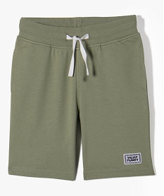GEMO Bermuda garçon en maille avec ceinture en bord-côte vert vif