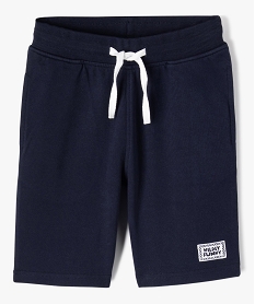 GEMO Bermuda garçon en maille avec ceinture en bord-côte navy
