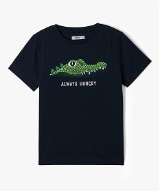GEMO Tee-shirt garçon à manches courtes avec motif sur le buste navy