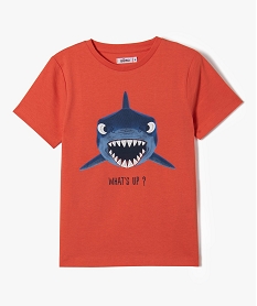 GEMO Tee-shirt garçon à manches courtes avec motif sur le buste orange standard