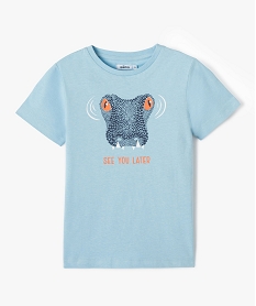 GEMO Tee-shirt garçon à manches courtes avec motif sur le buste bleu standard