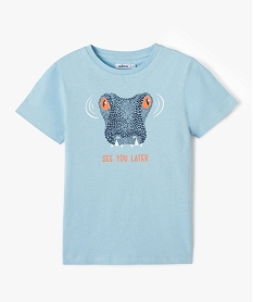 GEMO Tee-shirt garçon à manches courtes avec motif sur le buste Bleu