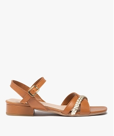 GEMO Sandale femme dessus en cuir à petit talon carré - TANEO marron standard
