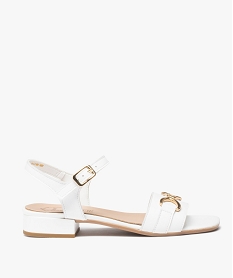 GEMO Nu-pieds femme unis à talon plat et bride à chaîne blanc standard