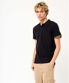 GEMO Polo homme à manches cortes en maille épaisse Noir
