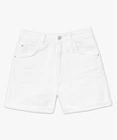 short en jean femme colore a taille haute et revers blanc shortsI888501_4